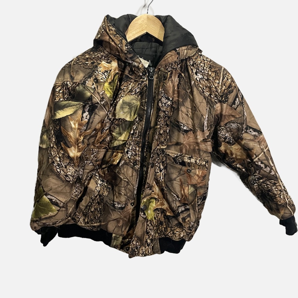 WFS Element Gear Kids Camo Hooded Bomber Jacket Burly Camo Tan WK101-Y-409 Mediu